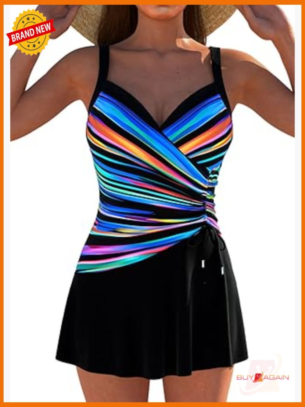 Modest One Piece Swimsuit Tummy Control with Skirt